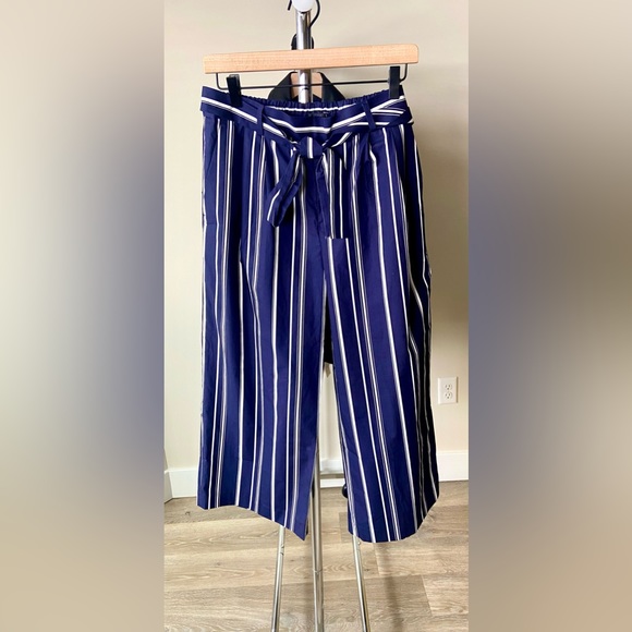 10 🔖 J.CREW P-Striped Wide Leg Cropped Pant Navy Blue WQ3736 $128 - Picture 7 of 10